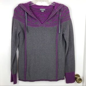 Eddie Bauer S Pullover Hood Sweater Grey Purple